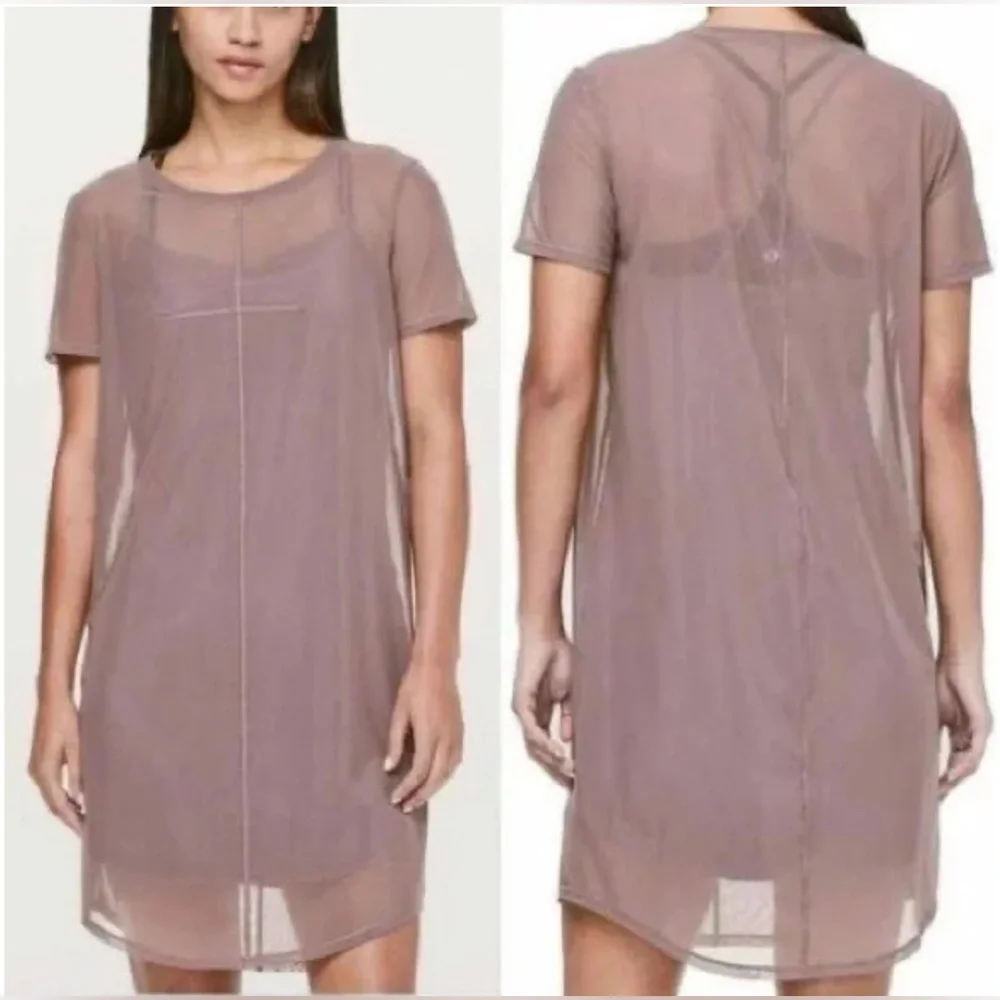 Lululemon Ready To Reach sheer mesh dress in Antique Bark Mauve - Picture 2 of 8